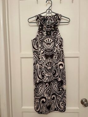 Black and White Paisley Halter Dress